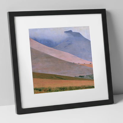 Dusk Pink Fells Under Cloud lake district fell art print in black frame