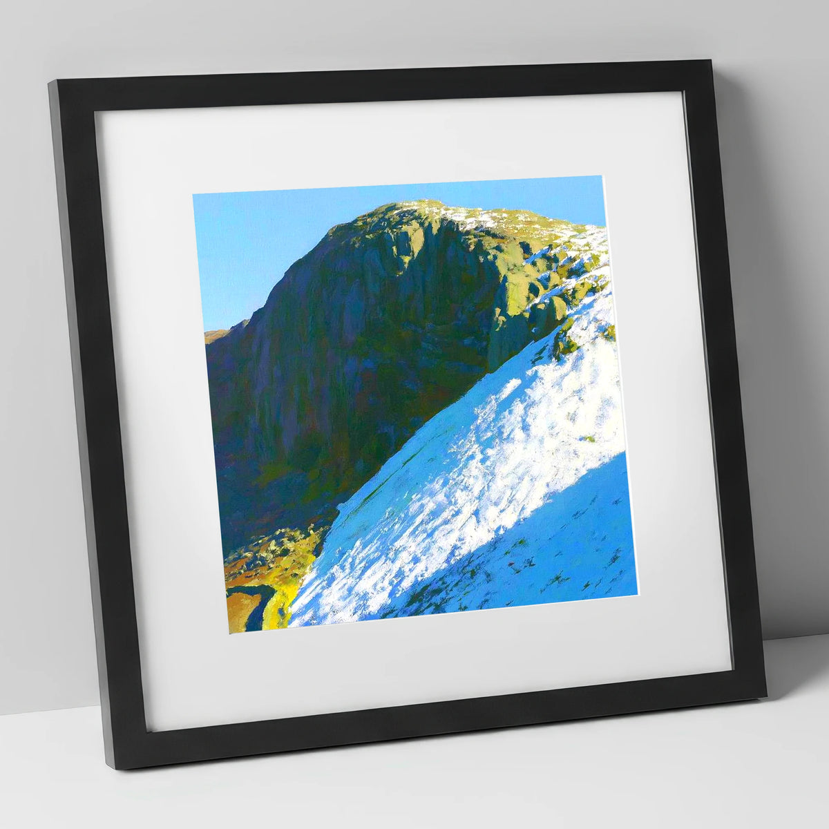 Winter Snow On Sergeant's Crag lake district fell art print in black frame