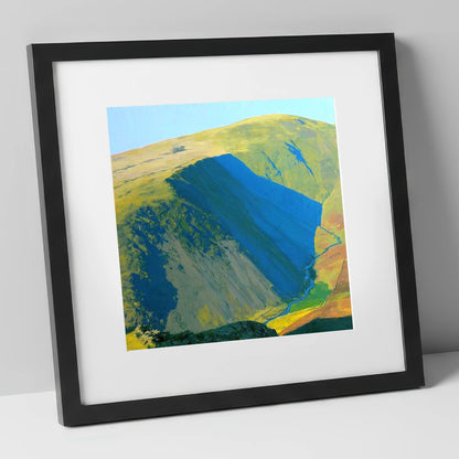 Branstree Fell and Valley Shadows lake district fell art print in black frame