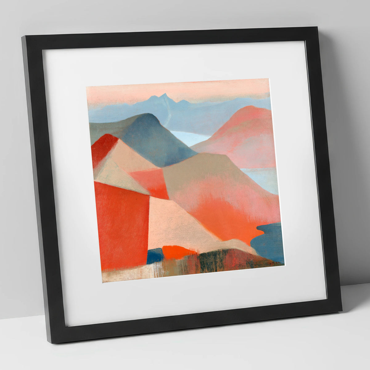 Terracotta Fells from the Summit lake district fell art print in black frame