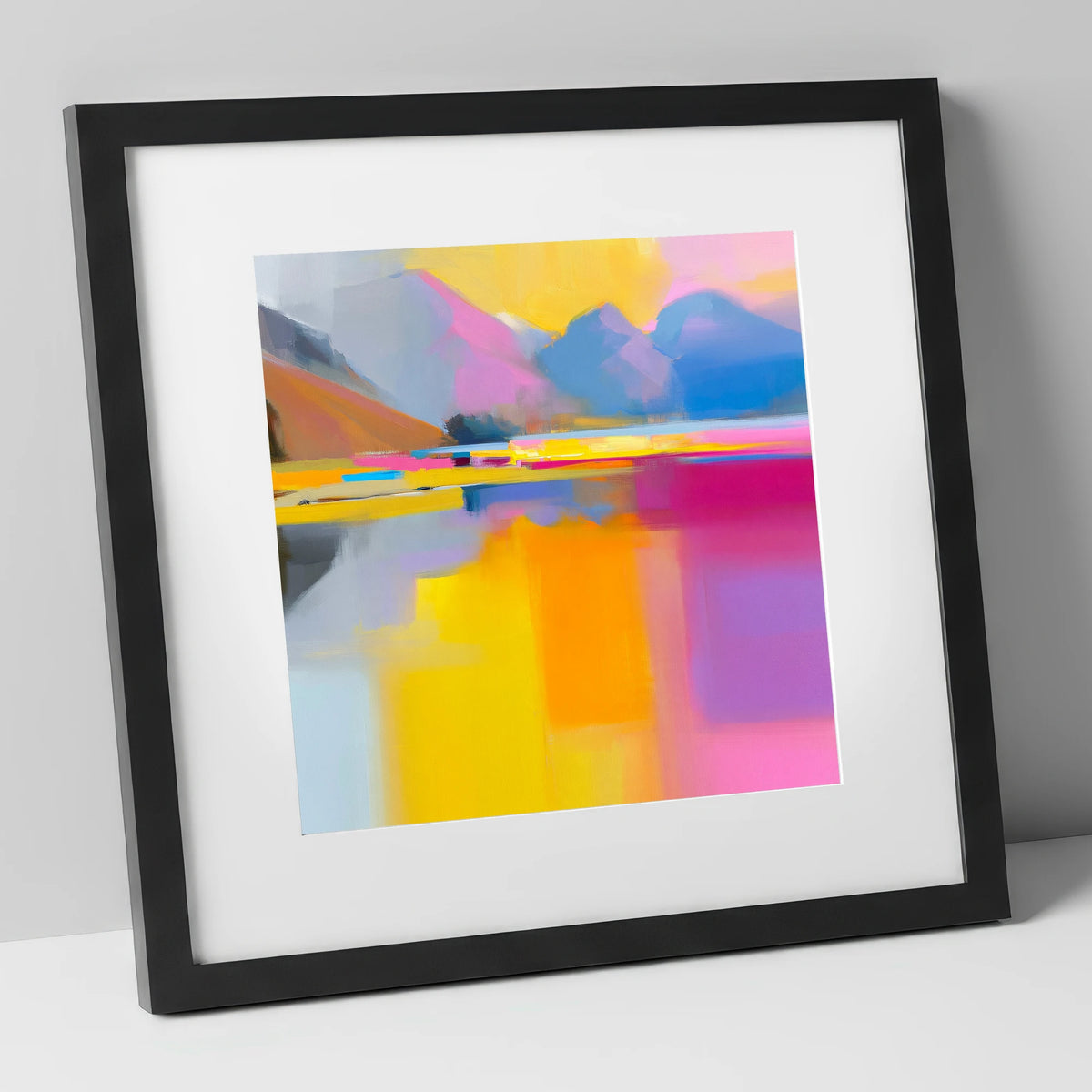 Vibrant Loweswater Reflections lake district lake art print in black frame