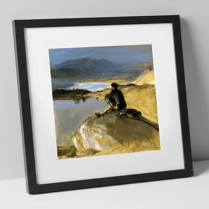 Innominate Tarn Walker in Shadow lake district fell art print in black frame