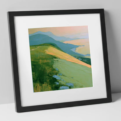 Fell Summit in Golden Light lake district fell art print in black frame