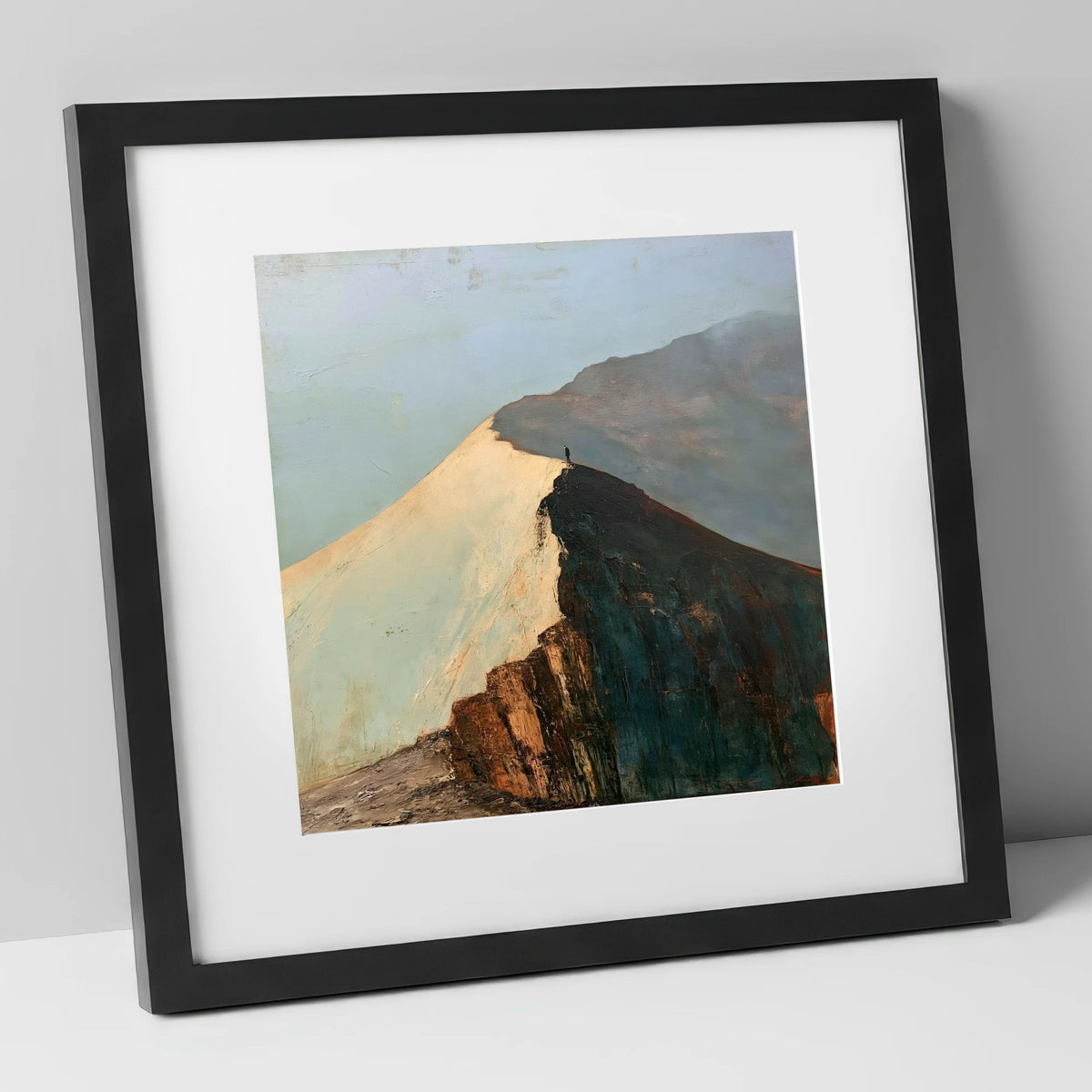 Golden Light on Striding Edge lake district walking art print in black frame