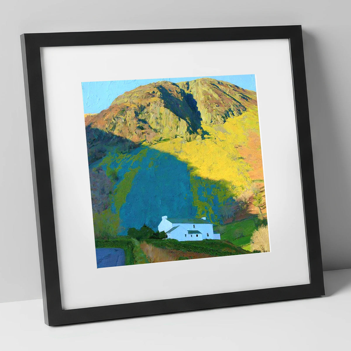 Striking Shadows on Barf Fell lake district fell art print in black frame