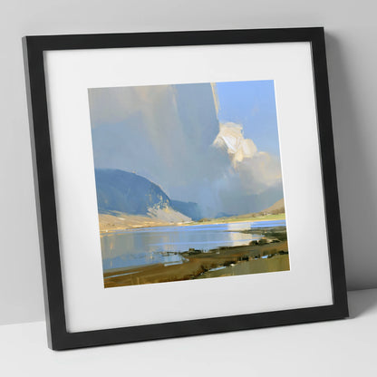 Sunlit Storm Cloud Over the Lake lake district sky art print in black frame