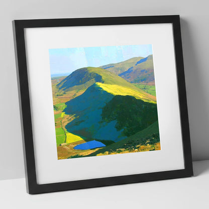 Vivid Sunlight On Beda Fell lake district fell art print in black frame