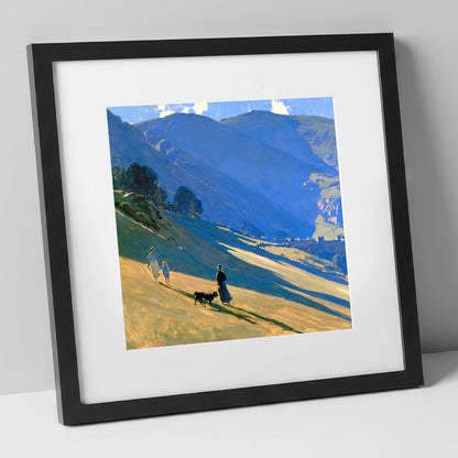 Sunlit Dog Walk at Patterdale gifts for dog walkers art print in black frame