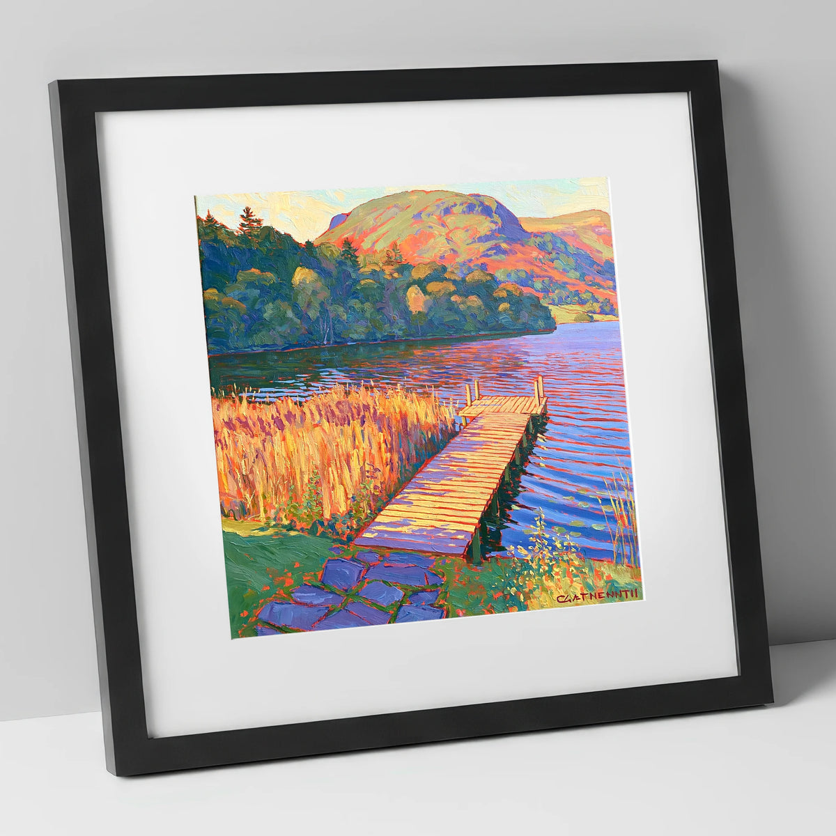 Vibrant Grasmere Pier at Sunset grasmere wall art art print in black frame