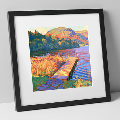 Vibrant Grasmere Pier at Sunset grasmere wall art art print in black frame
