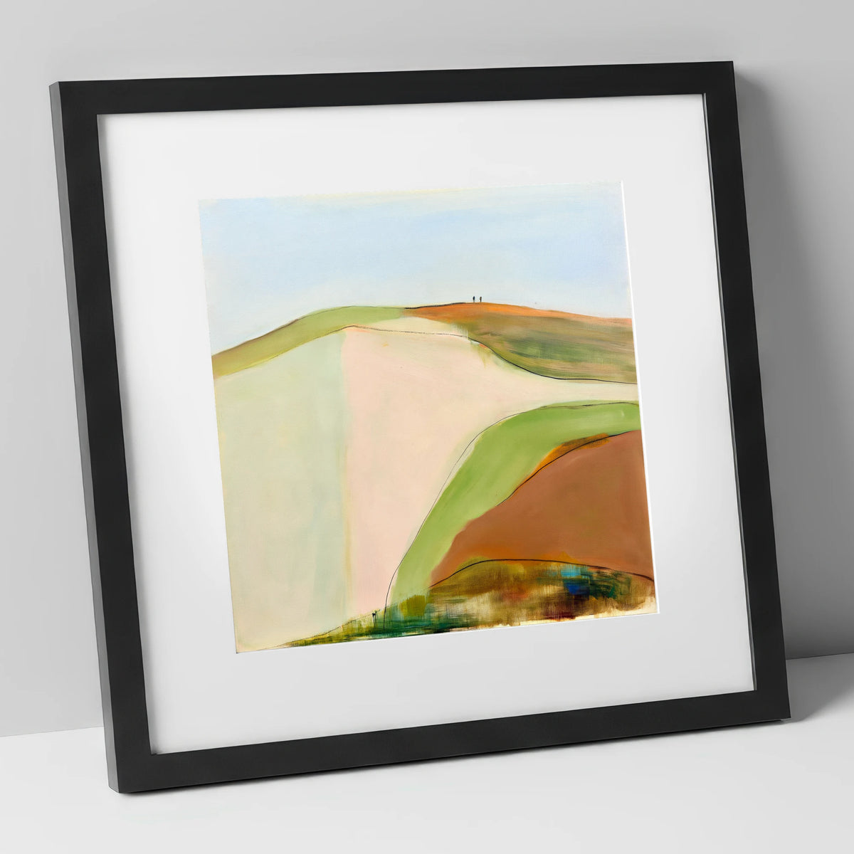 Contemporary Fell Top Walk lake district fell art print in black frame