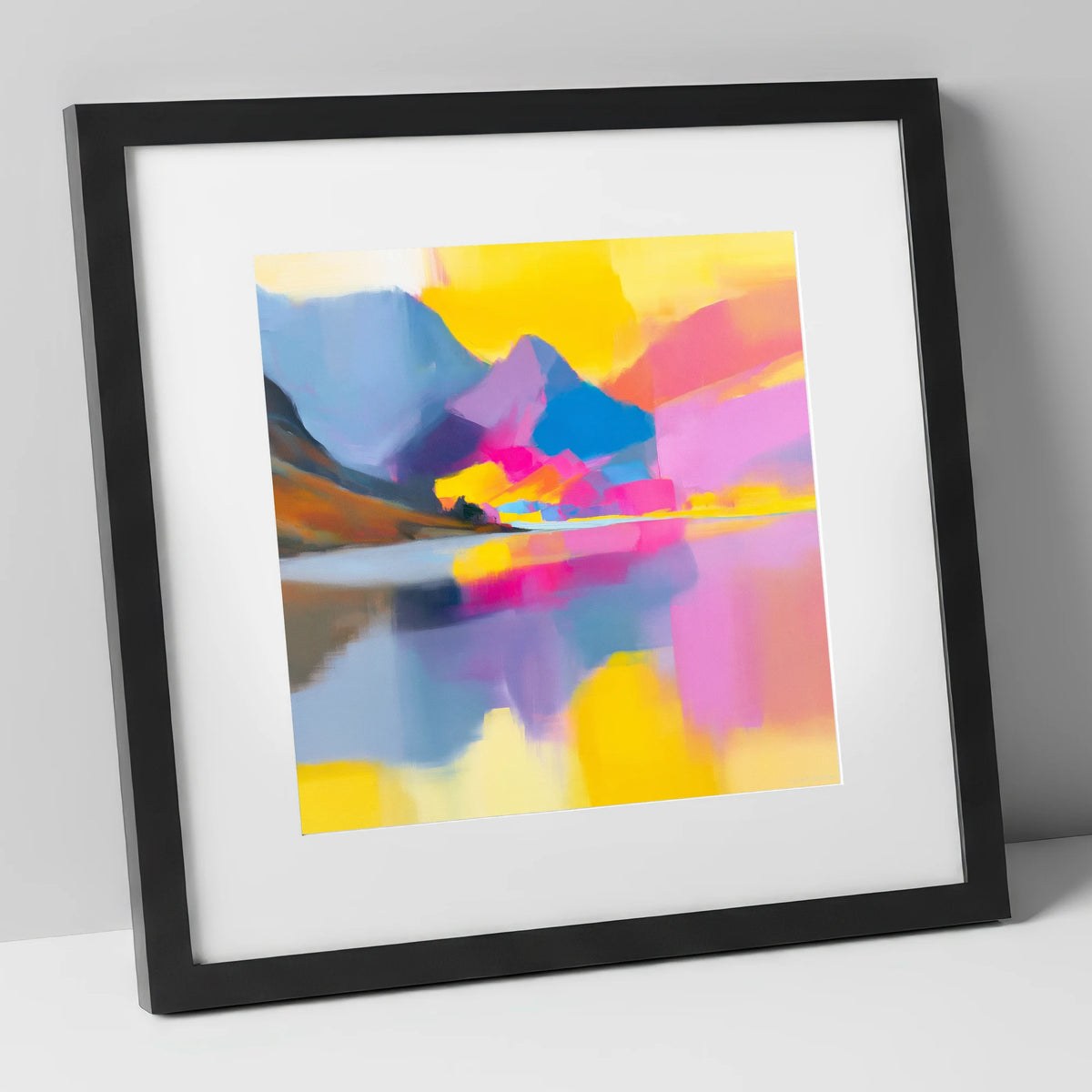 Vibrant Loweswater Lake Reflections lake district lake art print in black frame