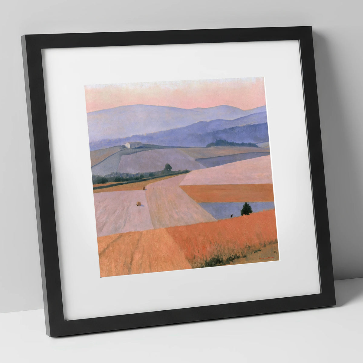 Pastel Dusk over Dale Fields lake district valley art print in black frame