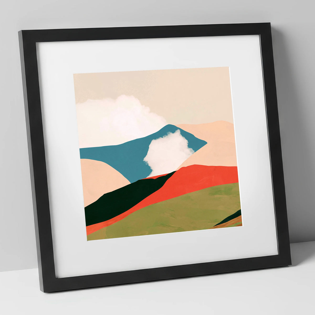 Bold Rolling Fells Under Cloud lake district fell art print in black frame