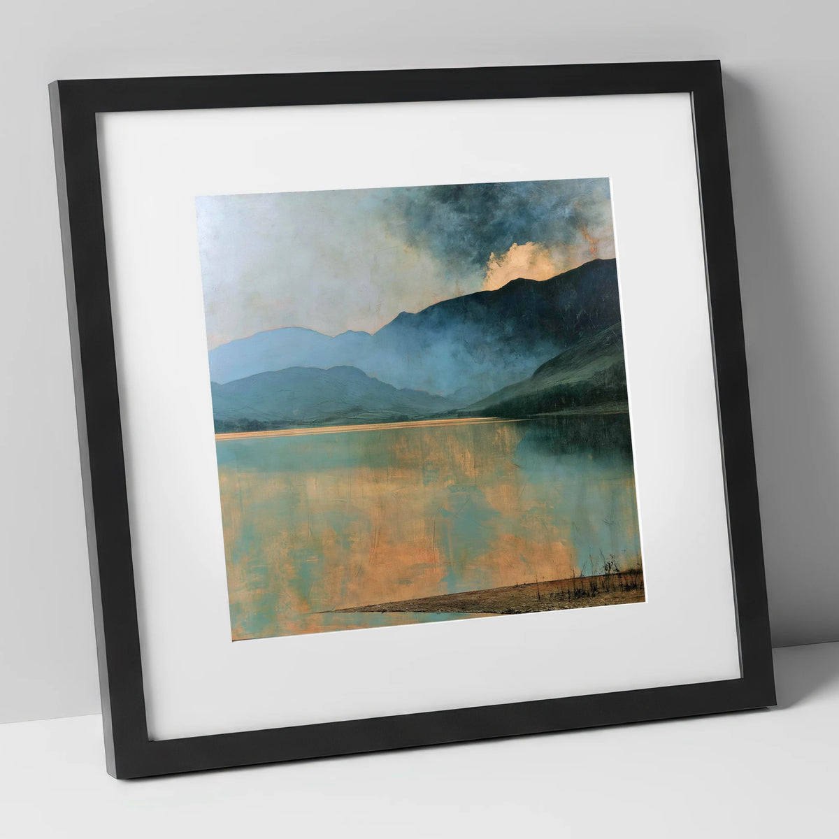 Light Breaking Over Crummock Water lake district lake art print in black frame