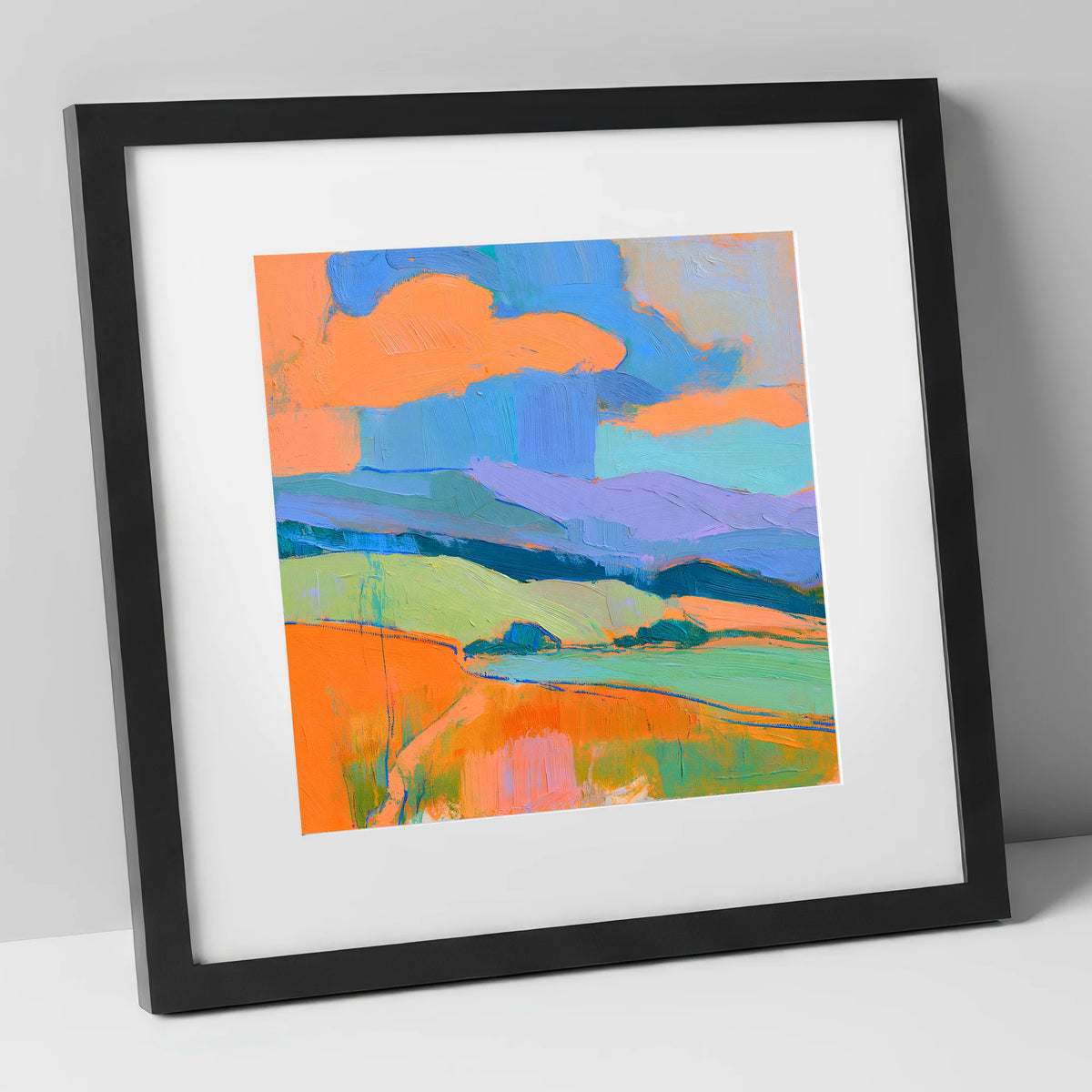 Storm Clouds Over Colourful Fells lake district sky art print in black frame