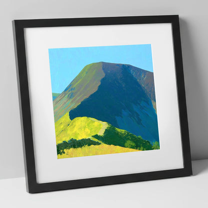 Vibrant Carl Side Ridge Path lake district fell art print in black frame
