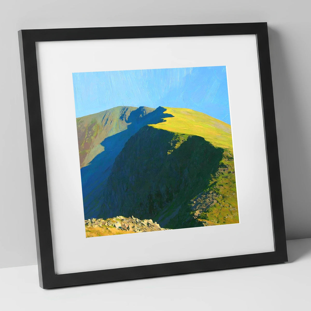 Sunlit Ridge on High Stile lake district fell art print in black frame