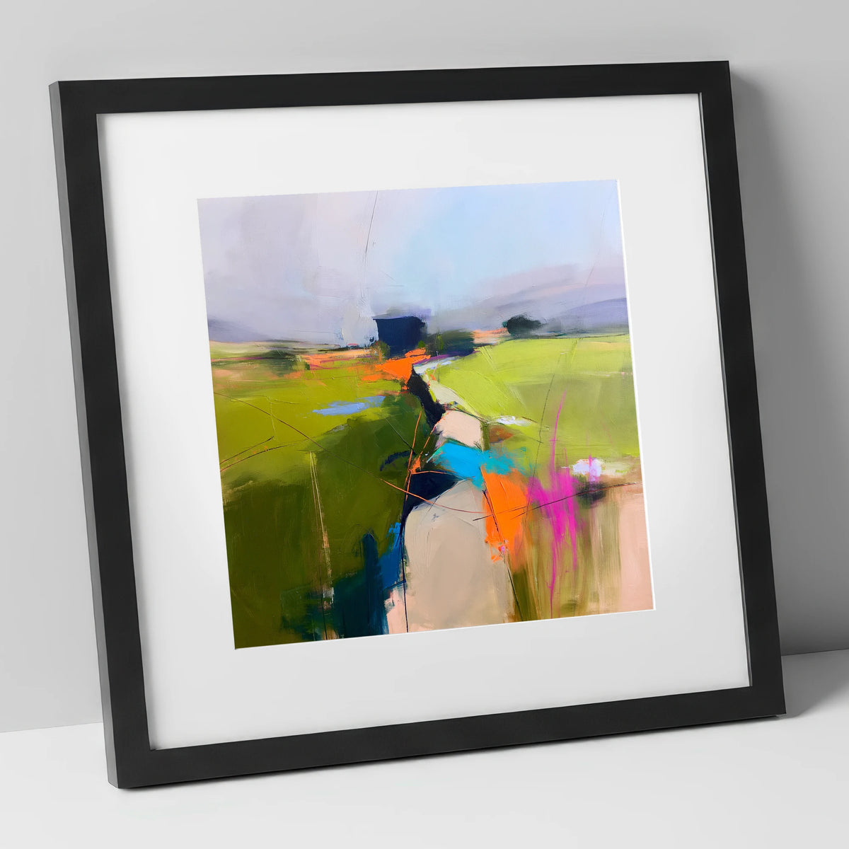 Vivid Valley Drystone Wall lake district valley art print in black frame