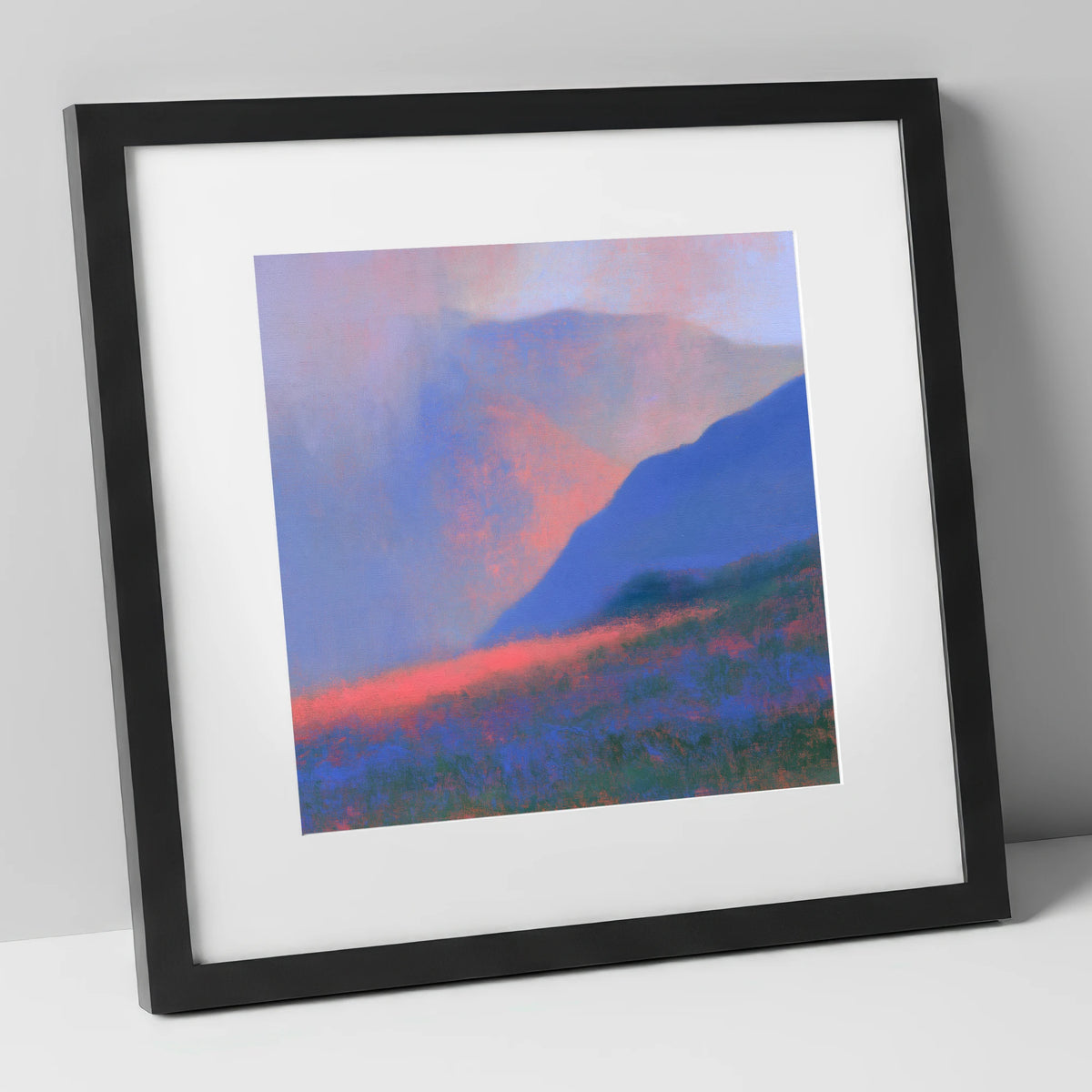 Pink Storm Clouds Over Fells lake district sky art print in black frame