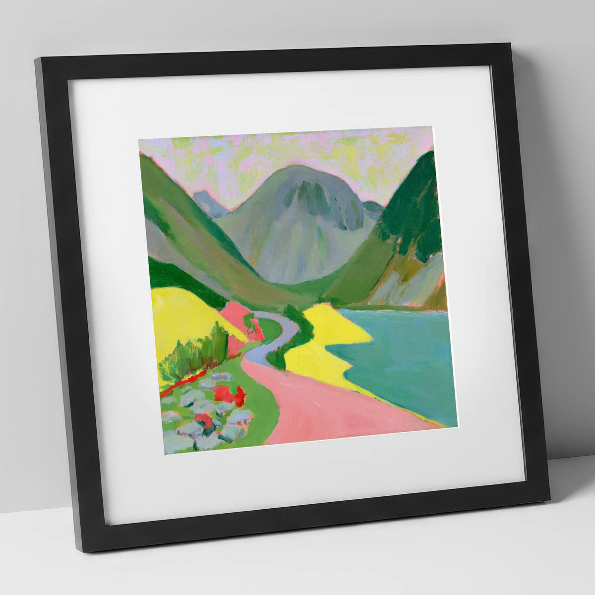 Great Gable in Vivid Colour lake district fell art print in black frame