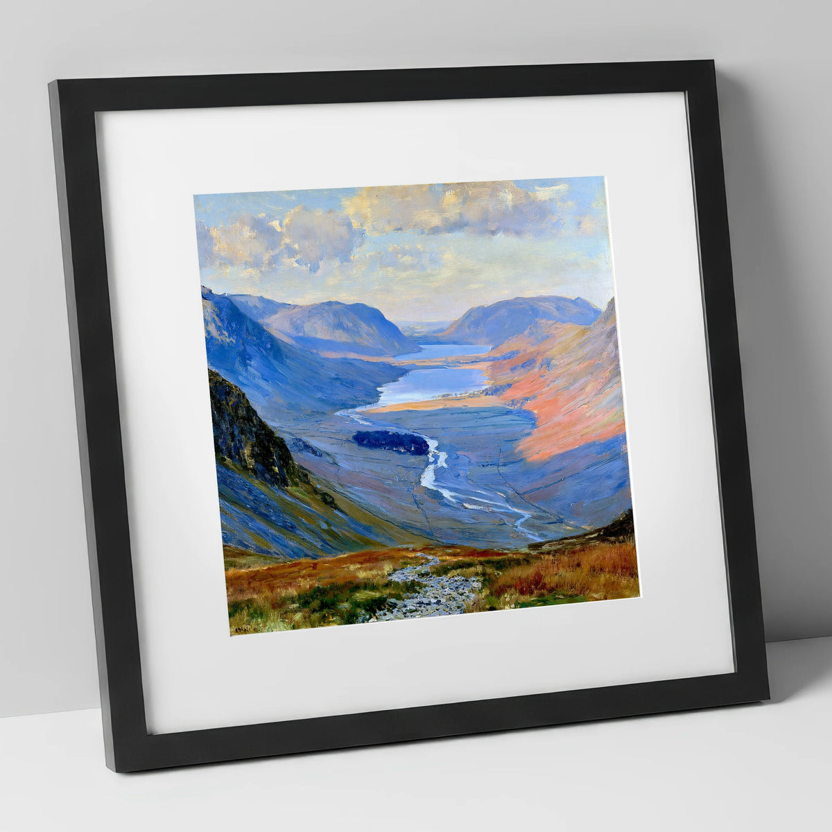 Luminous Valley View from Haystacks lake district fell art print in black frame