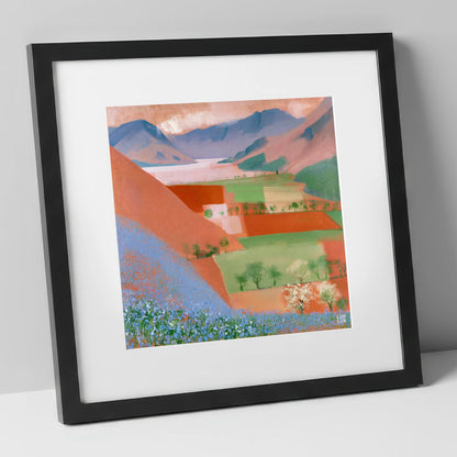 Rannerdale Bluebells Over Crummock Water lake district lake art print in black frame