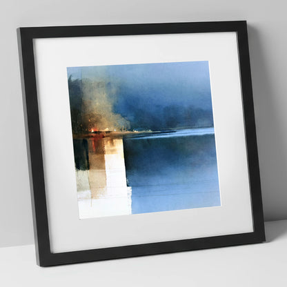 Indigo Lake Reflections at Dusk lake district lake art print in black frame