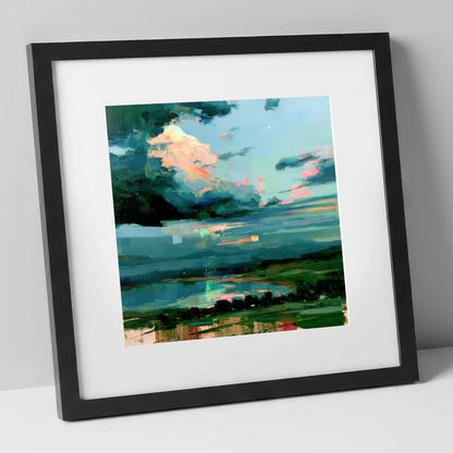 Vivid Sunrise Sky Over Lake lake district sky art print in black frame