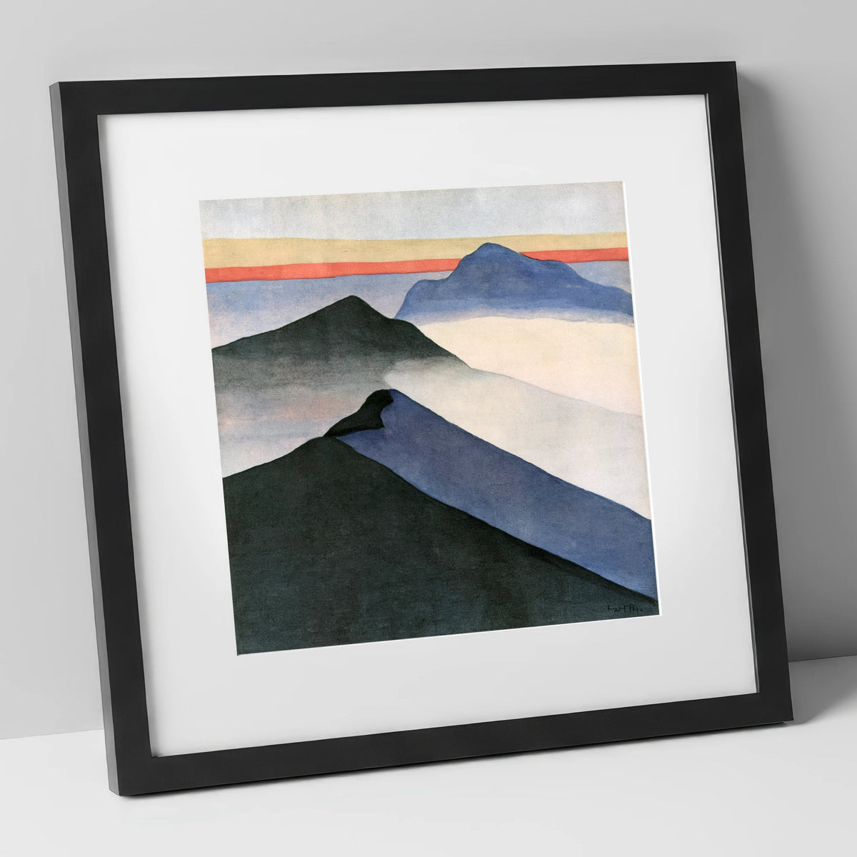 Mountain Ridge Under Terracotta Sky lake district fell art print in black frame