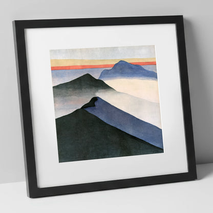 Mountain Ridge Under Terracotta Sky lake district fell art print in black frame