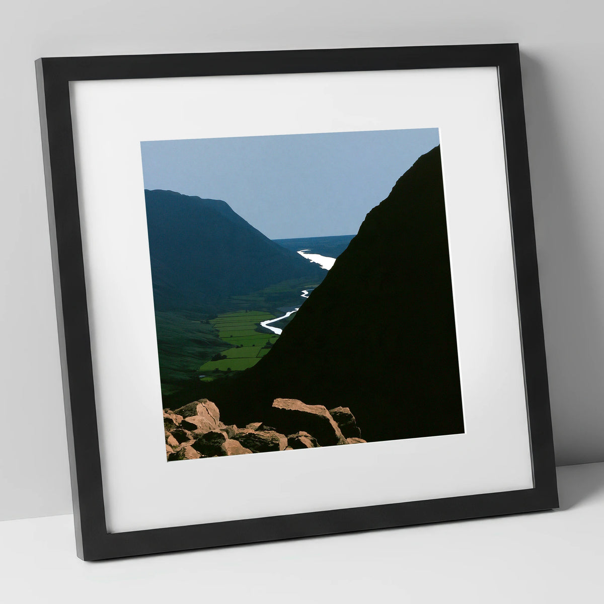 Steep Valley from Great Gable lake district fell art print in black frame