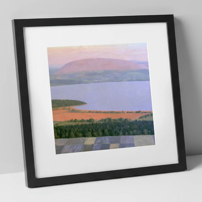 Bassenthwaite Lake in Pastel Light lake district lake art print in black frame