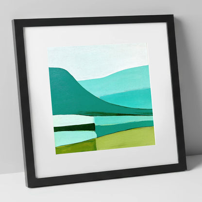 Blencathra In Teal And Mint lake district fell art print in black frame