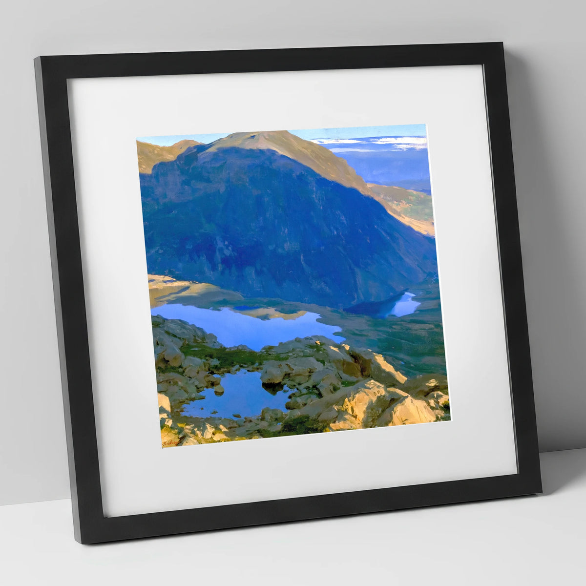 Haystacks Tarn in Deep Shadow lake district fell art print in black frame