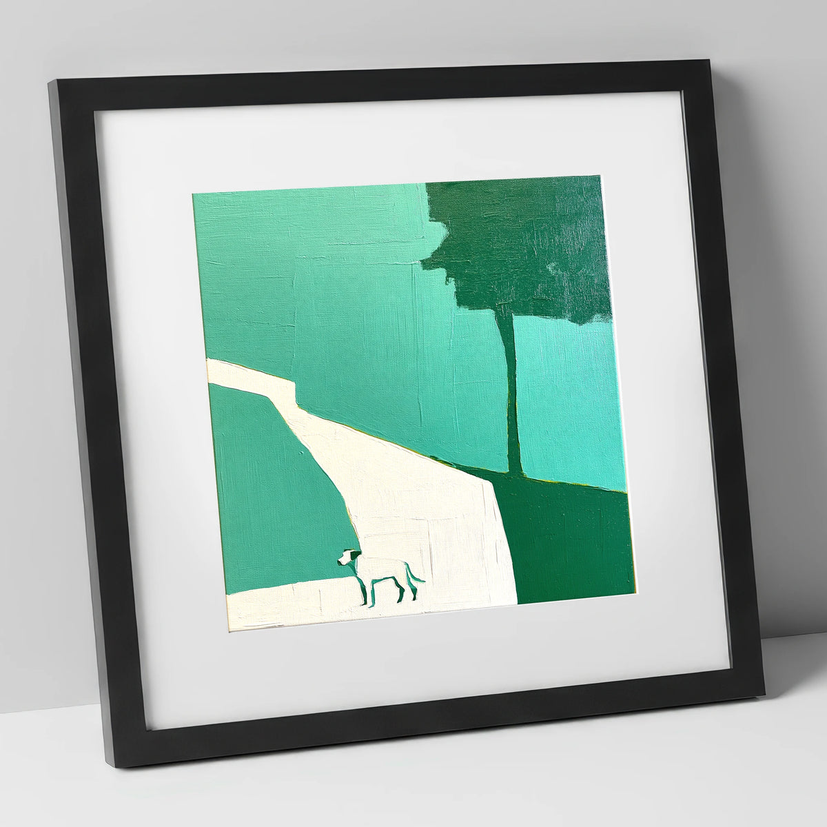 Abstract Hawkshead Dog Path gifts for dog walkers art print in black frame
