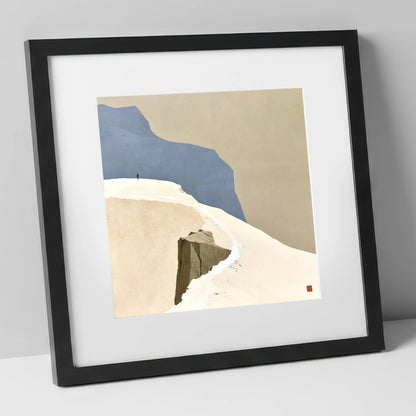 High Ridge Walker on Blue Peaks lake district fell art print in black frame
