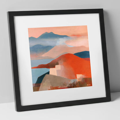 Bold Fells from the Summit lake district fell art print in black frame