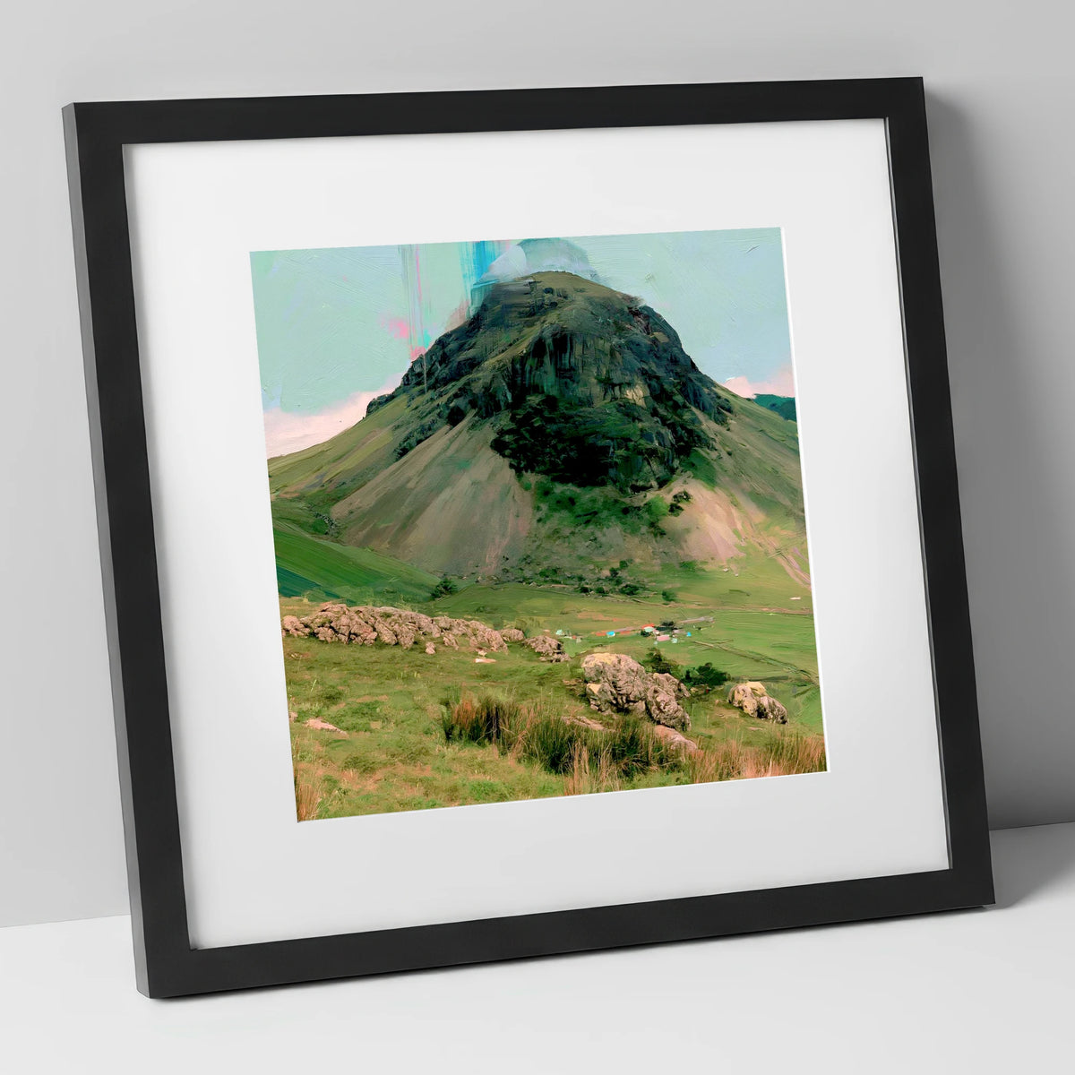 Great Gable Vibrant Summit lake district fell art print in black frame