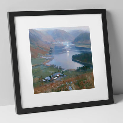 Loweswater Valley Under Silver Light lake district lake art print in black frame