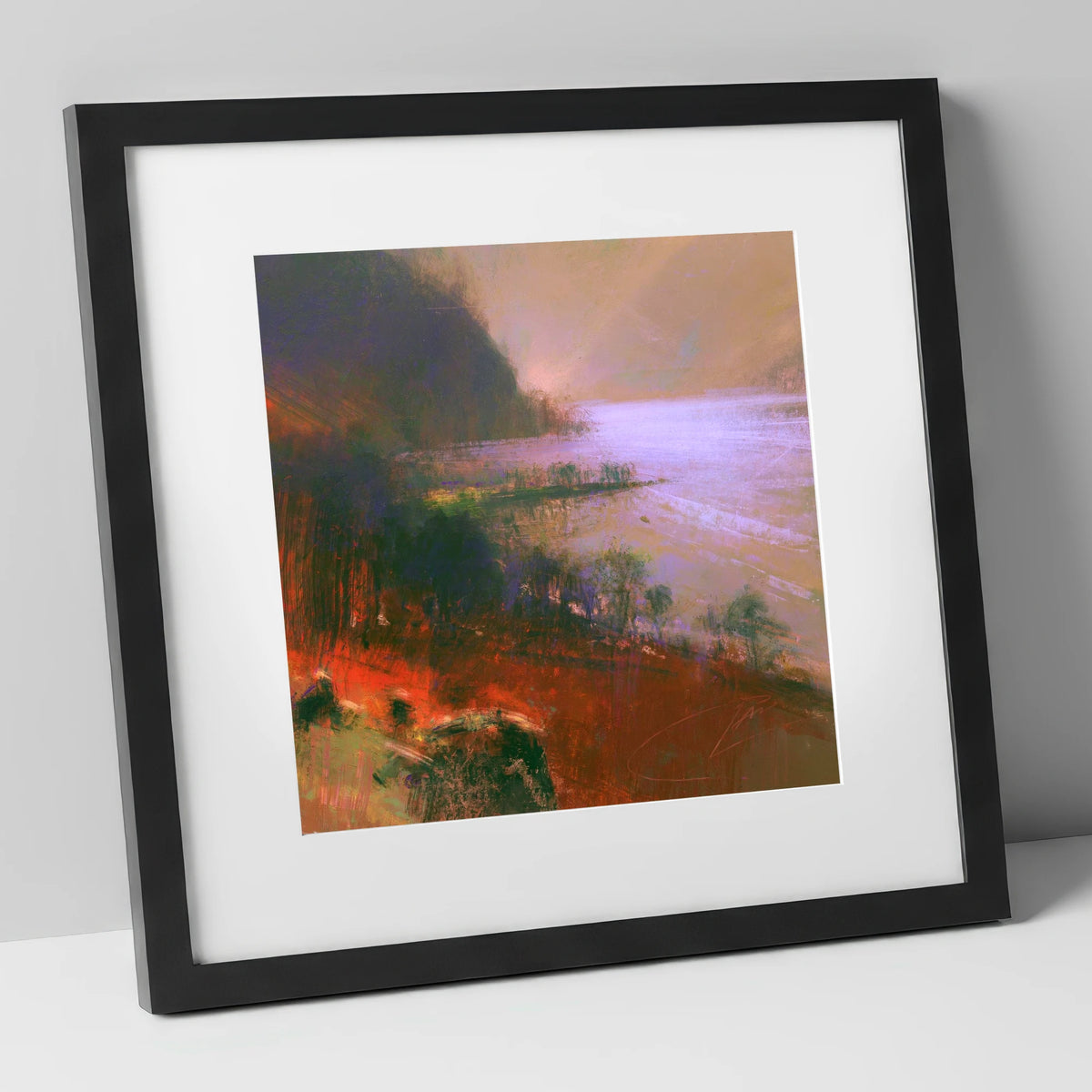 Ullswater Fells in Autumn Light lake district lake art print in black frame