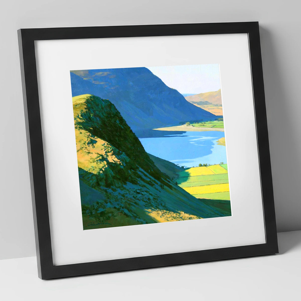 Sunlit Ridge of Rannerdale Knotts lake district fell art print in black frame