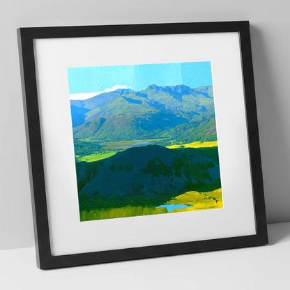 Lingmoor Fell Over Luminous Valley lake district fell art print in black frame