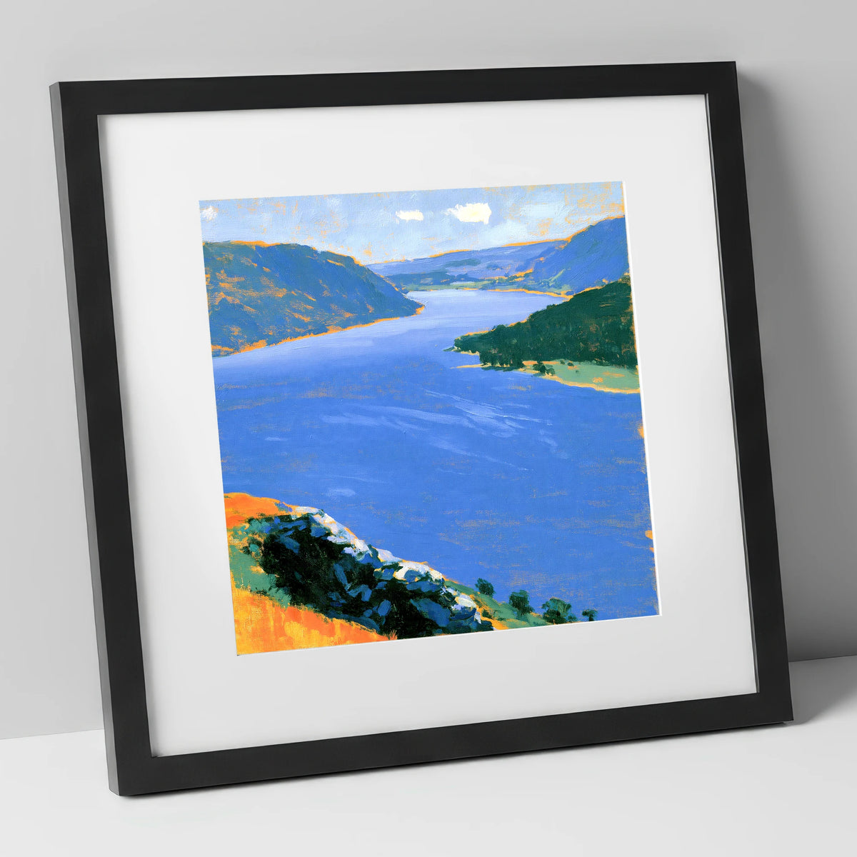 Vibrant Ullswater From Gowbarrow Fell lake district lake art print in black frame