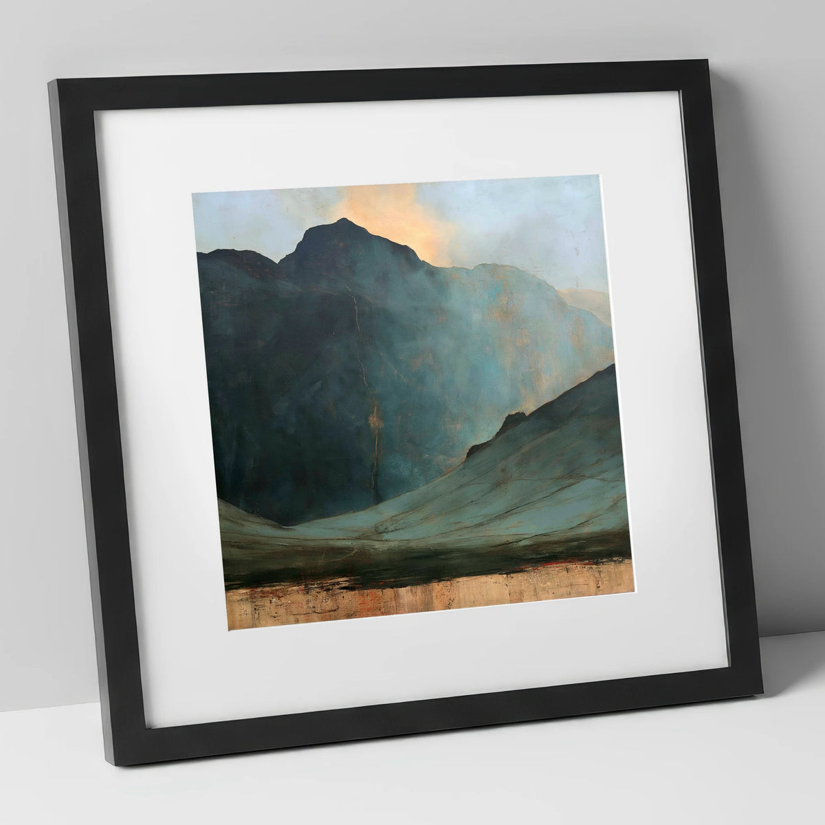 Langdale Pikes Beneath Breaking Light lake district fell art print in black frame