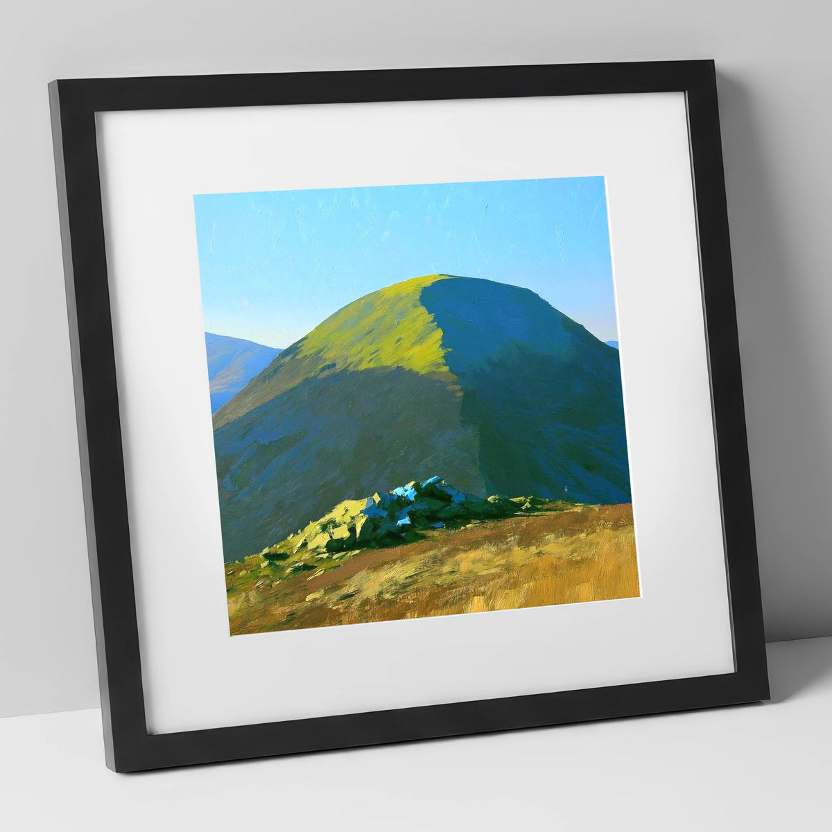 Sunlit Dome of Rest Dodd lake district fell art print in black frame