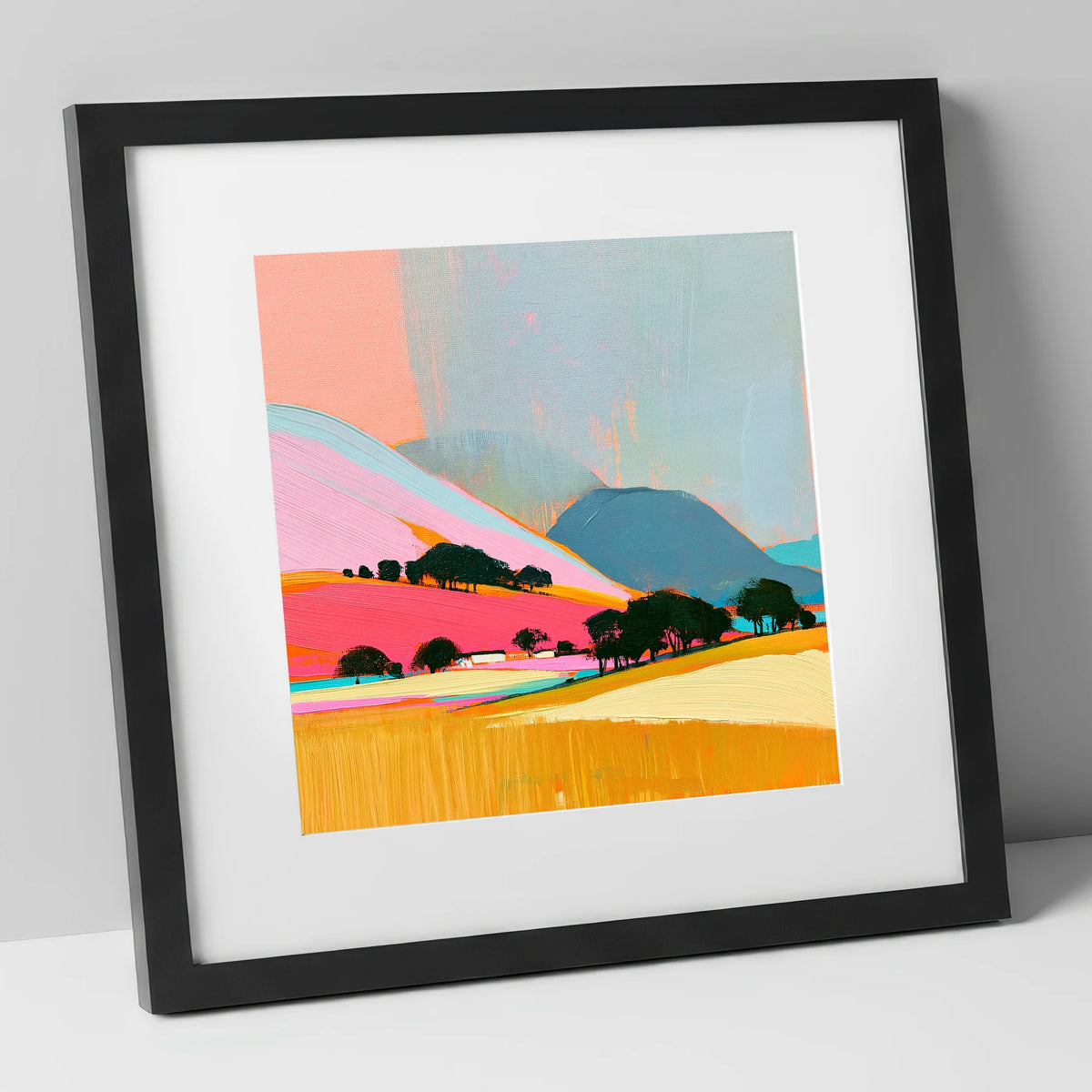 Vibrant Fells Under Storm Clouds lake district sky art print in black frame
