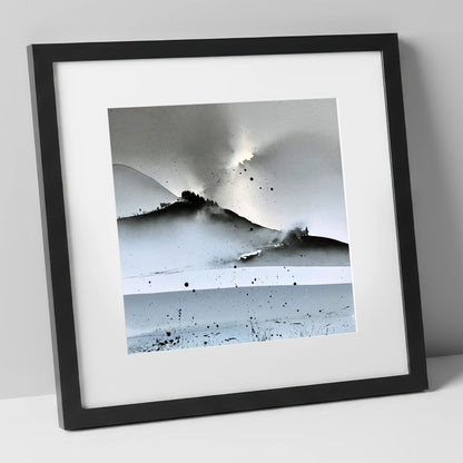 Monochrome Lake District Evening Fells lake district sky art print in black frame