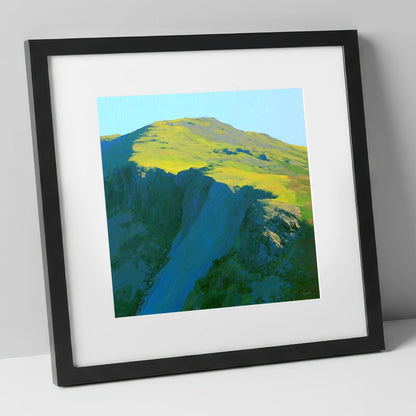 Pike of Blisco Sunlit Summit lake district fell art print in black frame