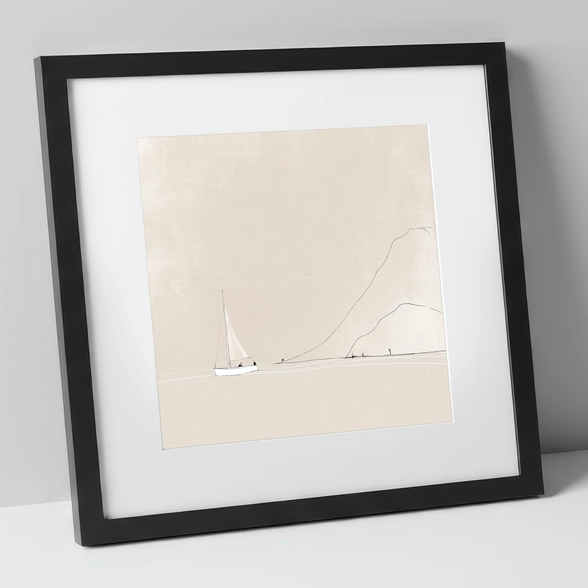 Breezy Sailing Beneath the Fells lake district walking art print in black frame